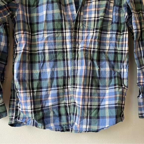🌼 5/$25 Carter’s Boys Plaid Button-Up Shirt 5T Long Sleeve Blue Green - Picture 4 of 10